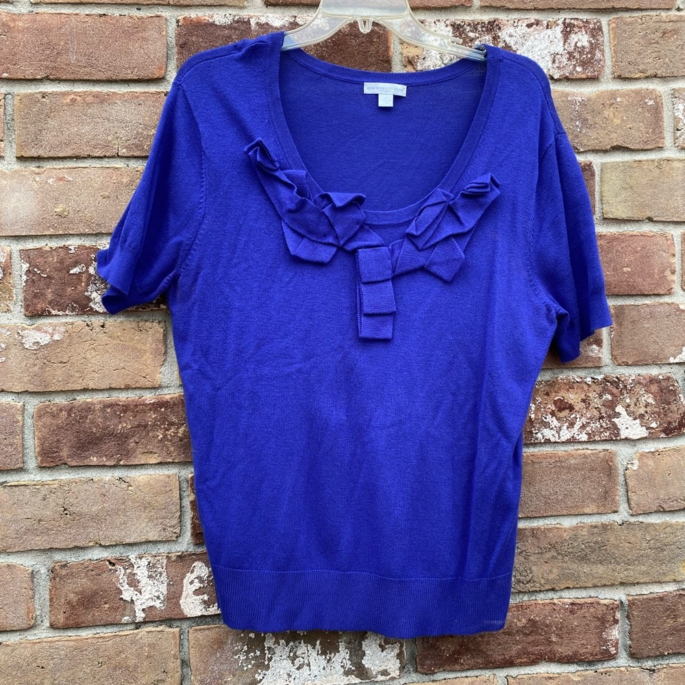 New York and Company purple bow blouse. Size XL